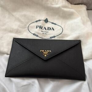 Prada Black Envelope Clutch